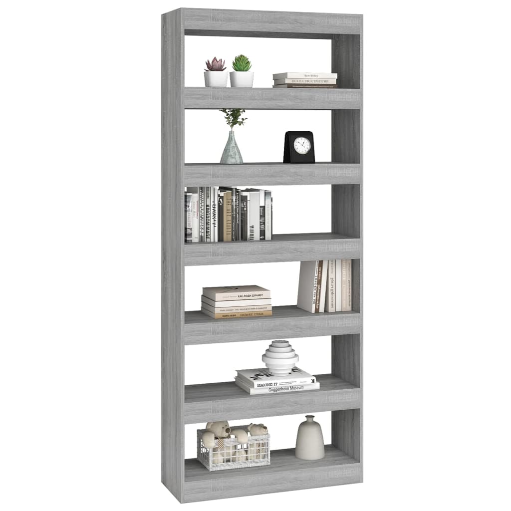 vidaXL Book Cabinet/Room Divider Gray Sonoma 31.5"x11.8"x78" Engineered Wood