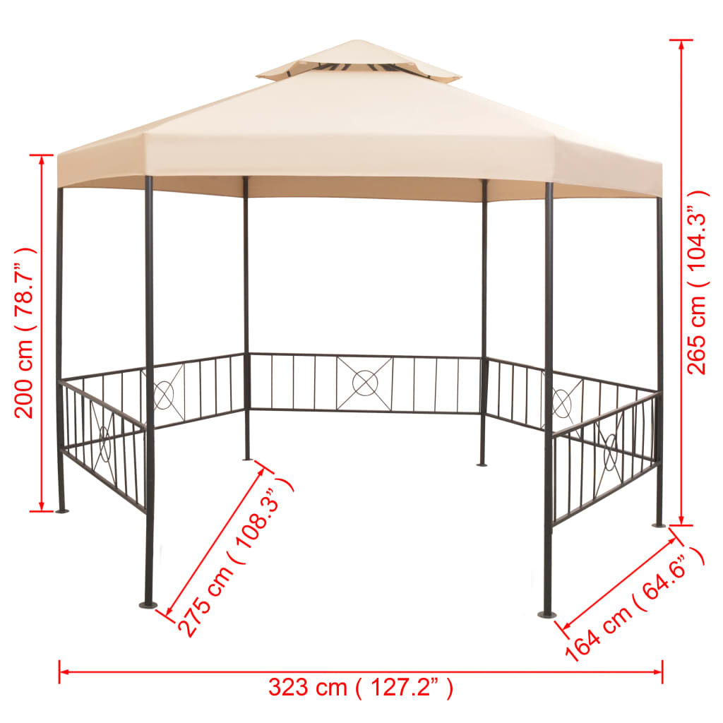 vidaXL Garden Marquee Gazebo Pavilion Tent Beige 127.2"x104.3"