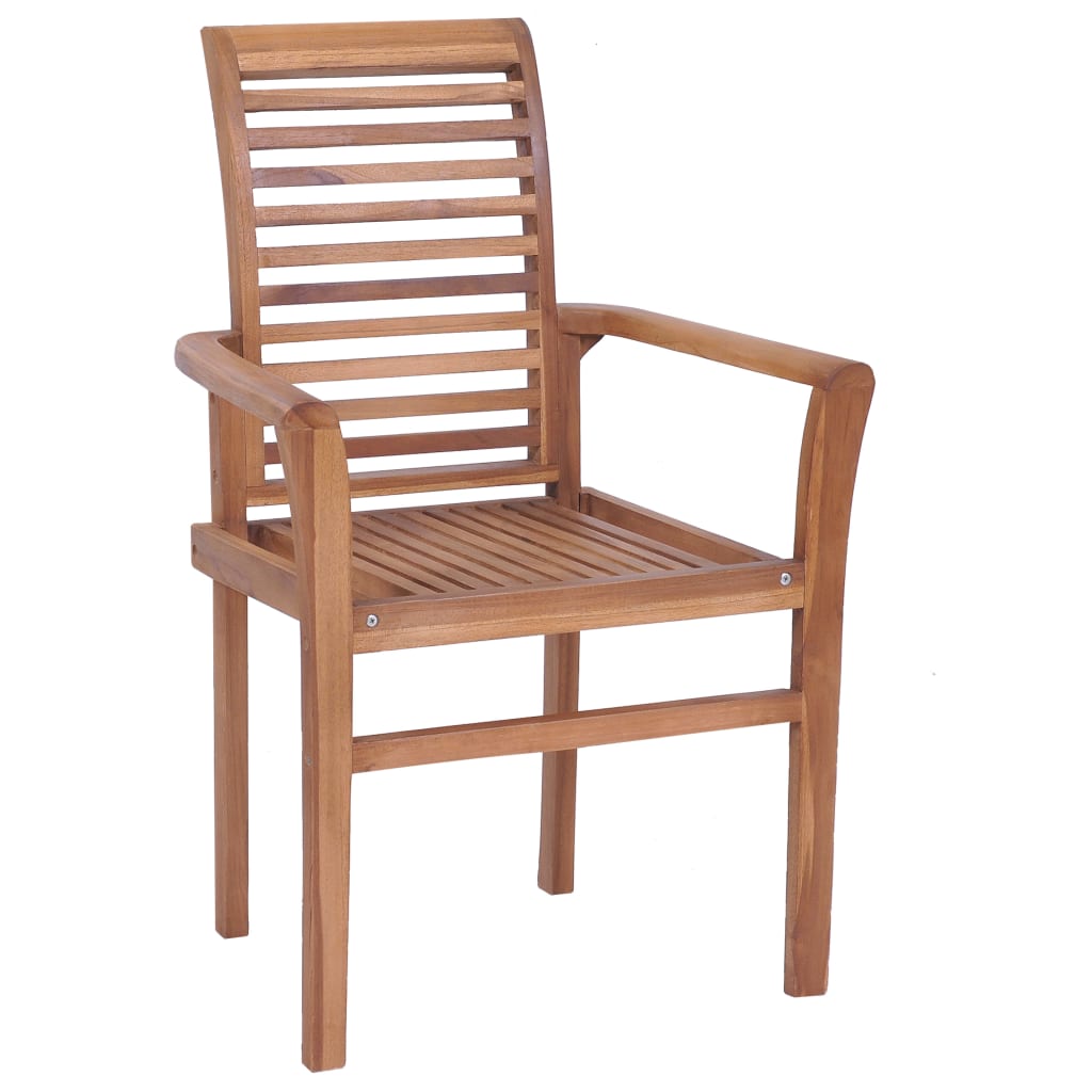 vidaXL Dining Chairs 8 pcs with Light Blue Cushions Solid Teak Wood