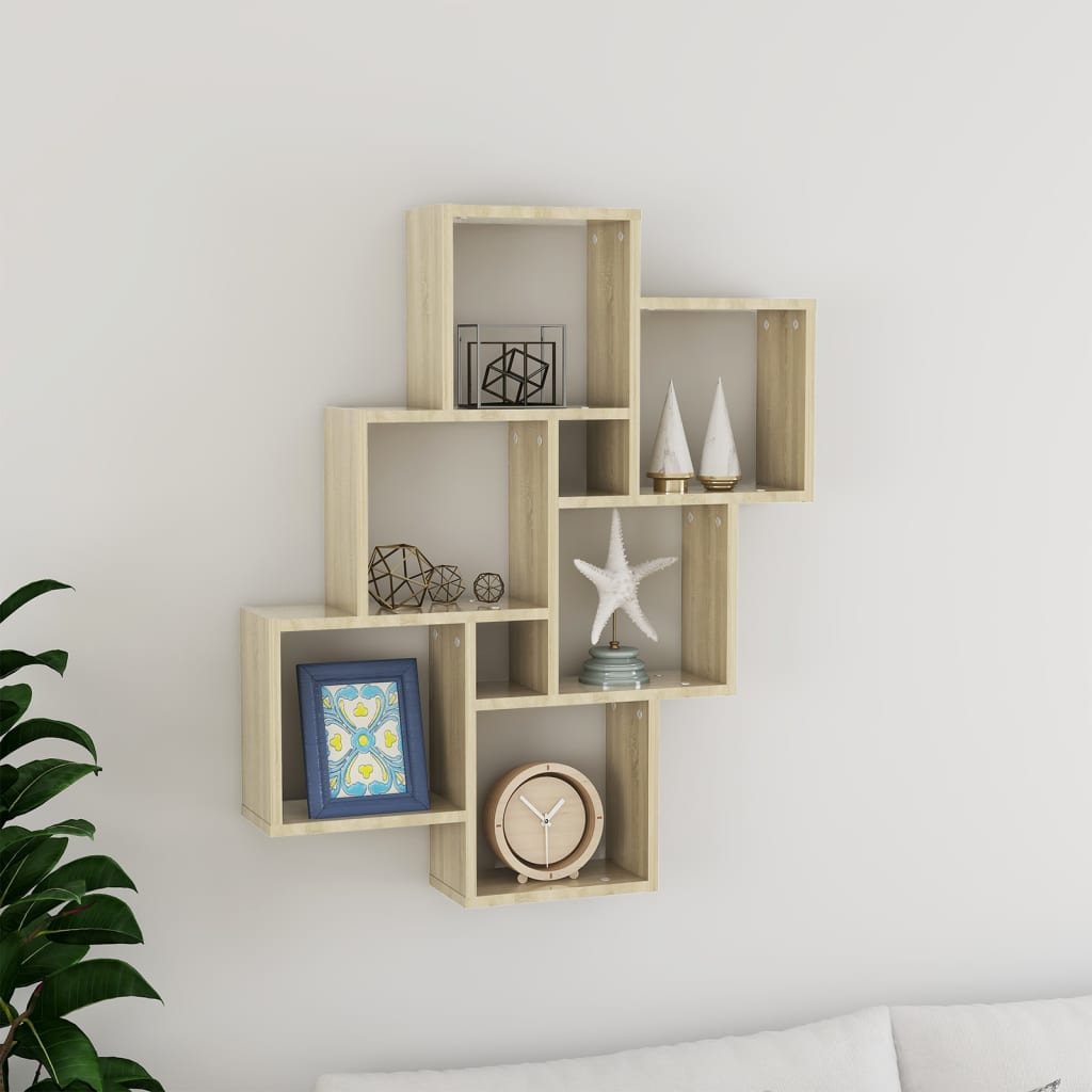 vidaXL Wall Cube Shelf Sonoma Oak 30.7"x5.9"x36.6" Engineered Wood