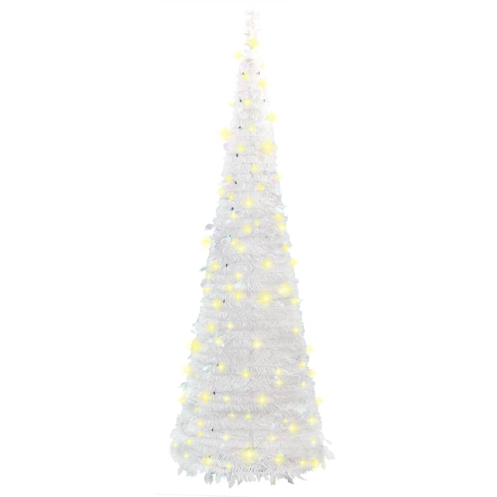 vidaXL Artificial Christmas Tree Pop-up 50 LEDs White 47.2"