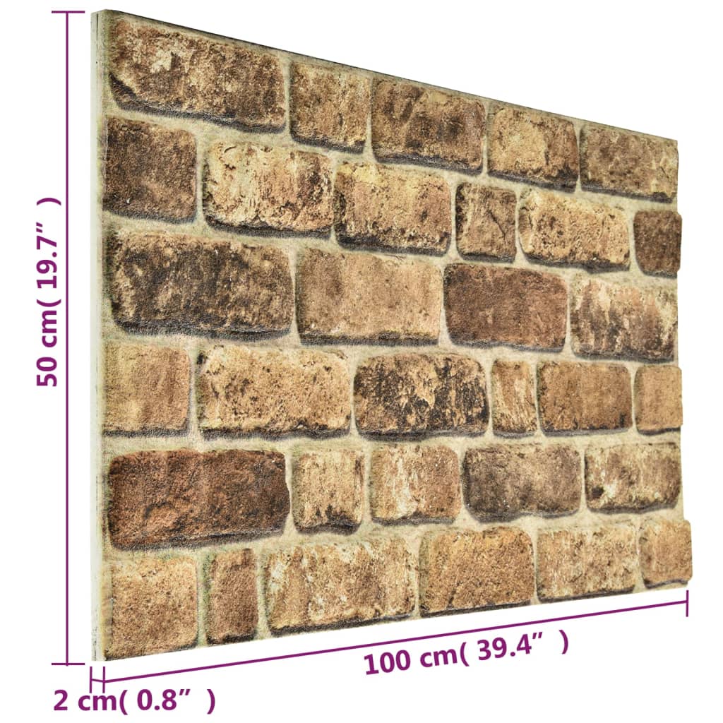 vidaXL 3D Wall Panels with Dark Sand Brick Design 10 pcs EPS