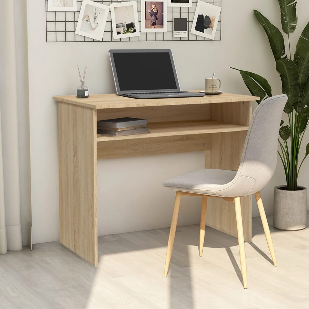 vidaXL Desk Sonoma Oak 35.4"x19.6"x29.1"Chipboard