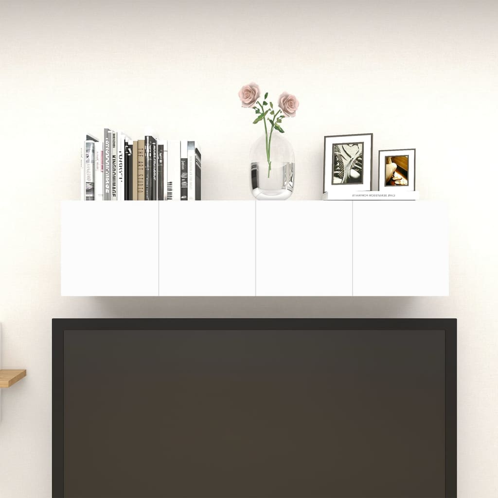 vidaXL Wall Mounted TV Cabinets 4 pcs White and Sonoma Oak 12"x11.8"x11.8"