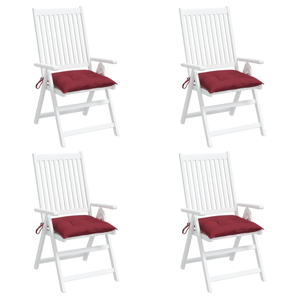 vidaXL Chair Cushions 4 pcs Wine Red 15.7"x15.7"x2.8" Fabric
