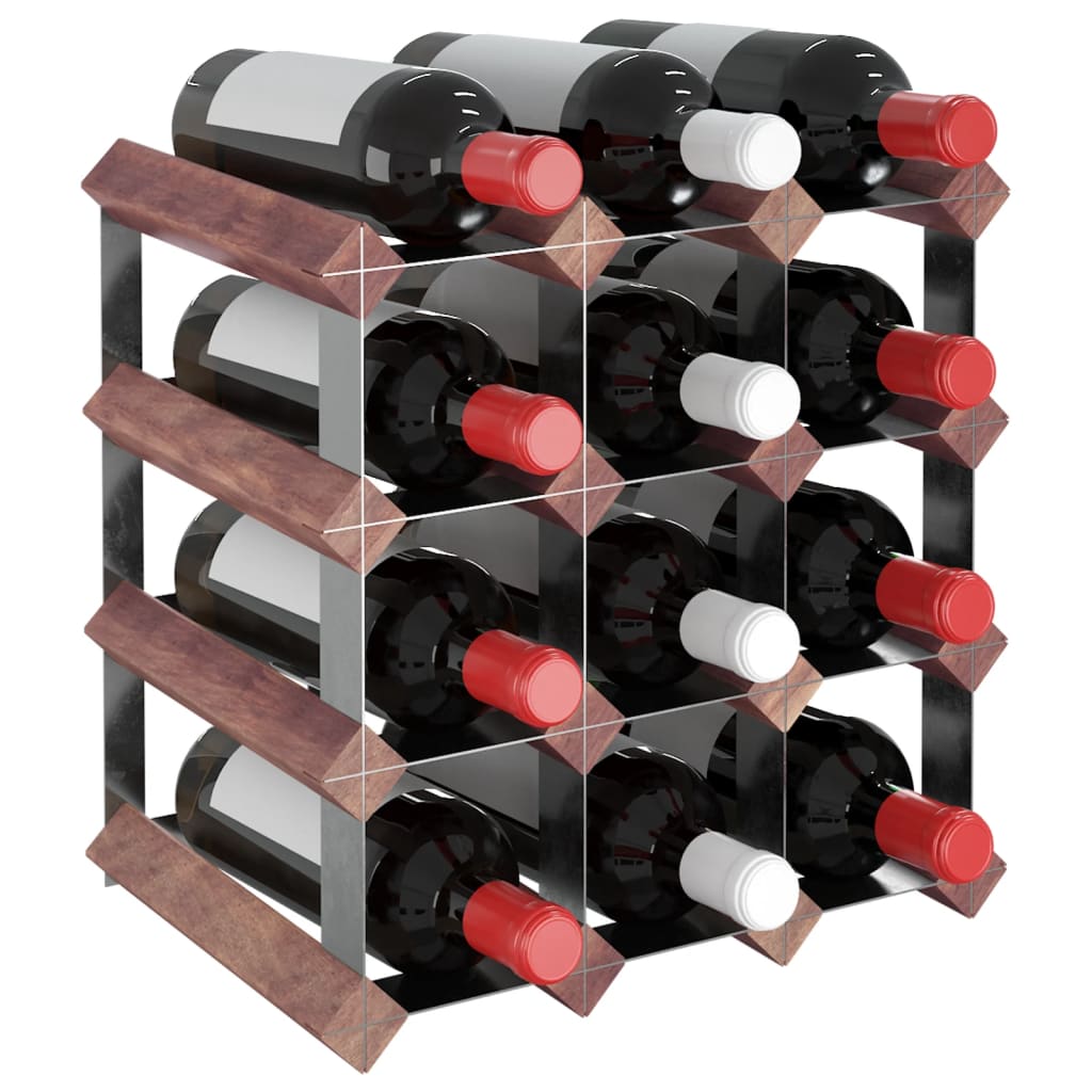 vidaXL Wine Rack for 12 Bottles Brown Solid Wood Pine