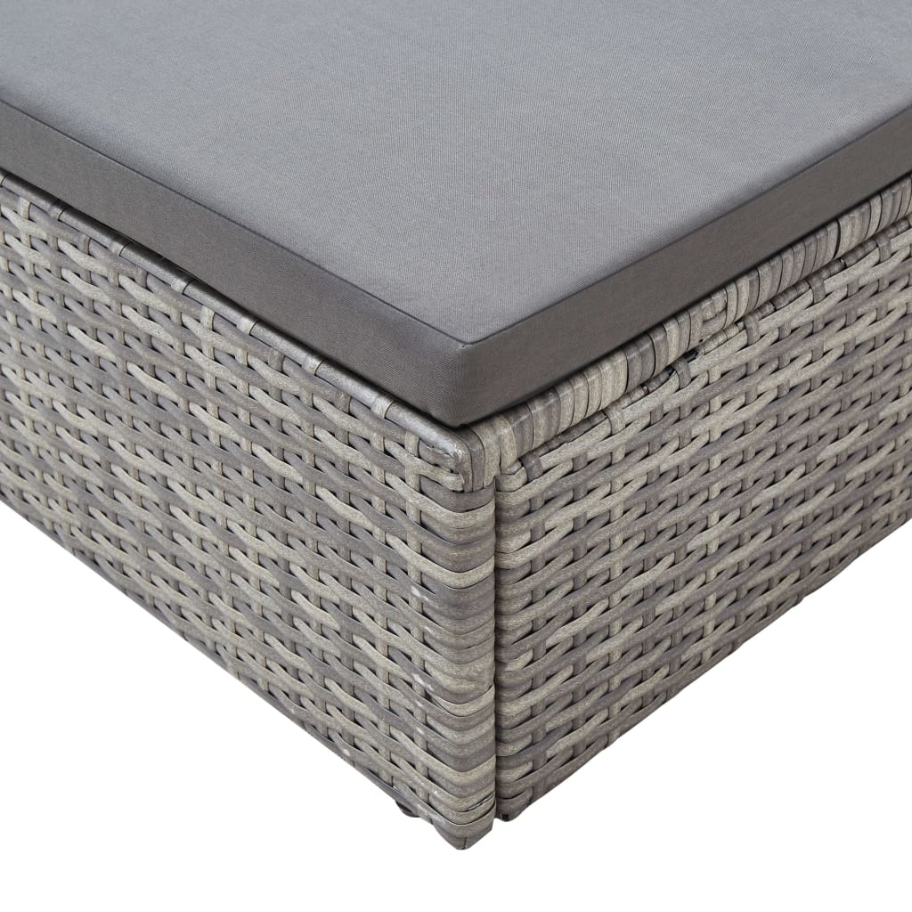 vidaXL Patio Lounge Bed with Roof Mixed Gray Poly Rattan
