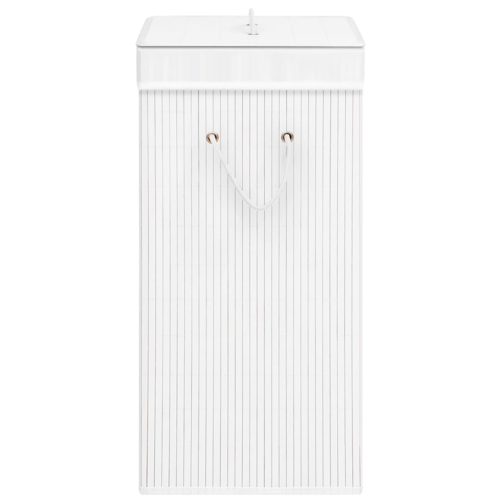 vidaXL Bamboo Laundry Basket with 2 Sections White 19 gal
