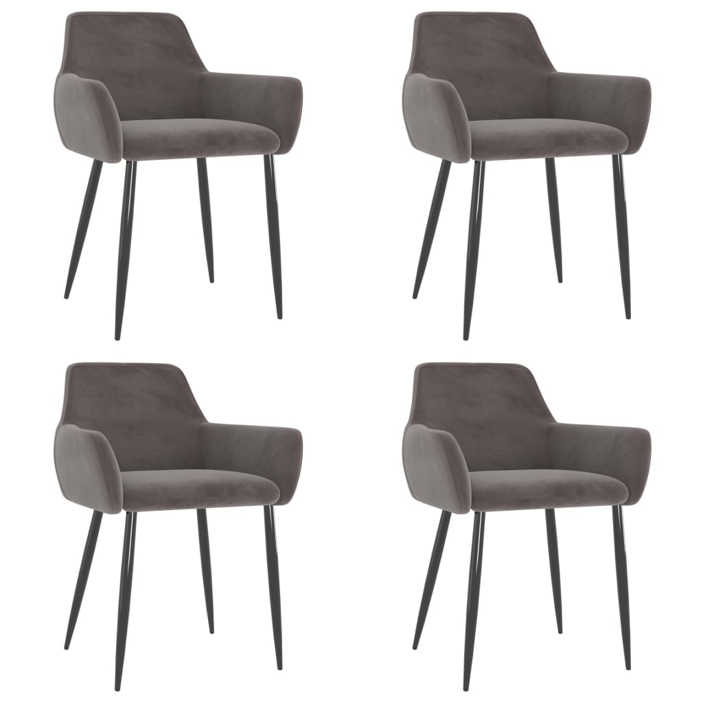 vidaXL Dining Chairs 4 pcs Light Gray Velvet