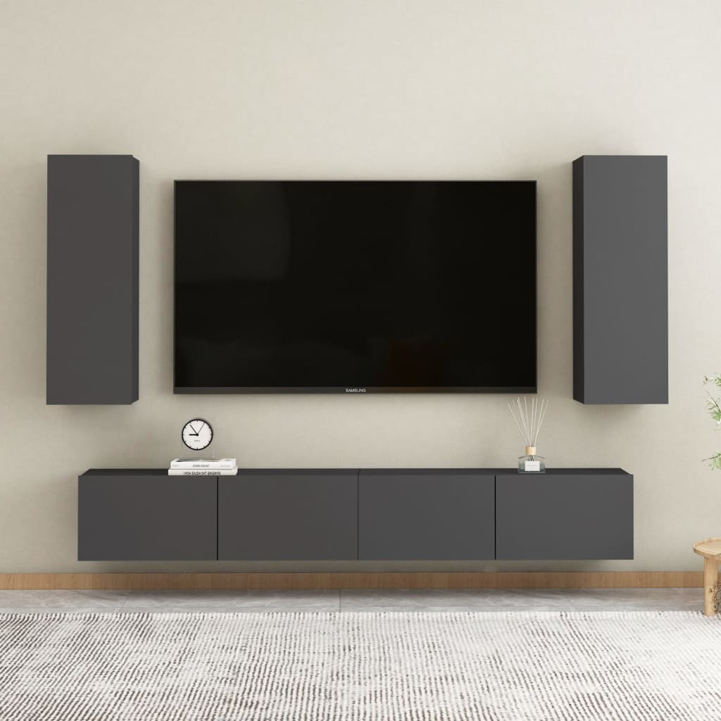 vidaXL TV Stands 2 pcs Gray 12"x11.8"x35.4" Engineered Wood