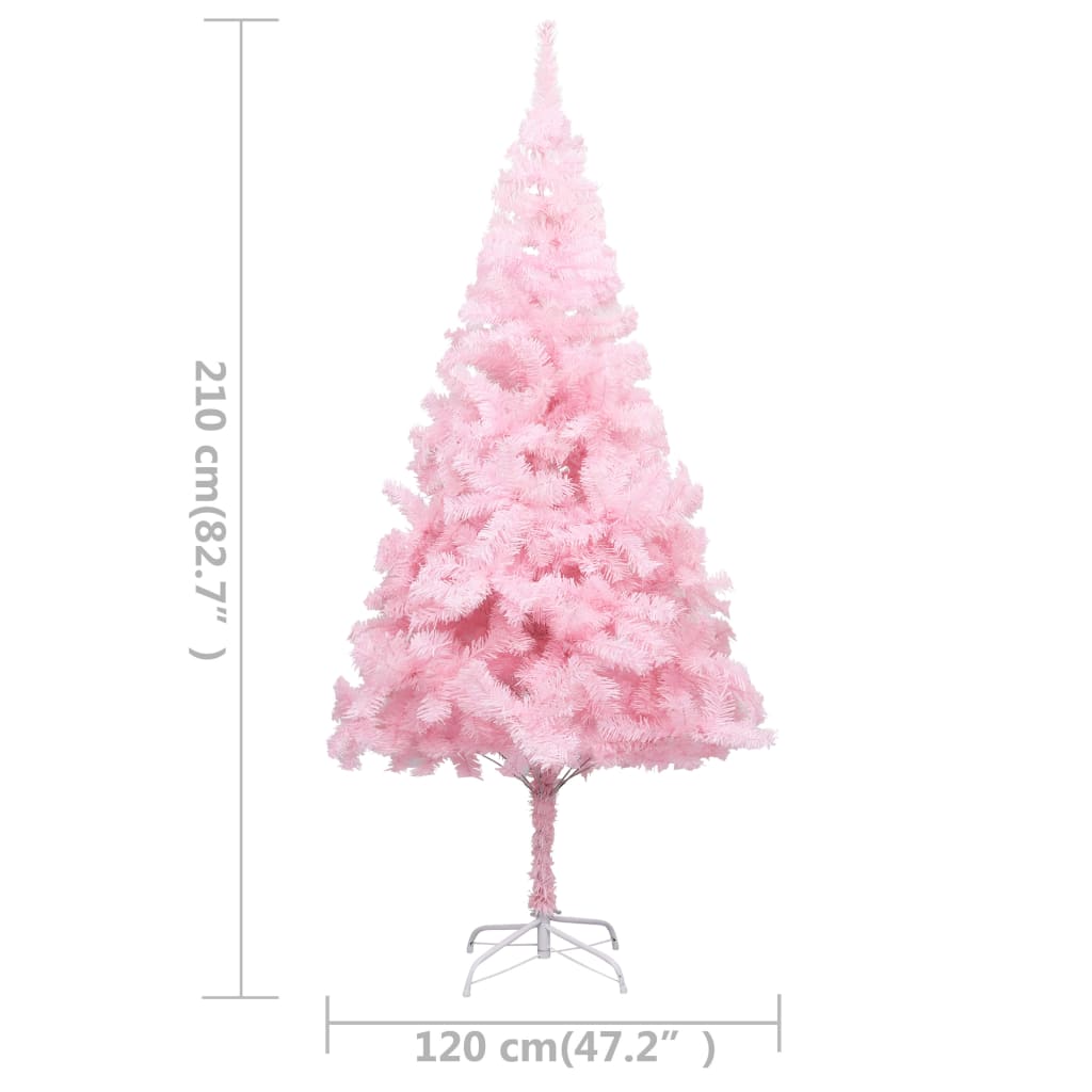 vidaXL Artificial Pre-lit Christmas Tree with Ball Set Pink 82.7" PVC