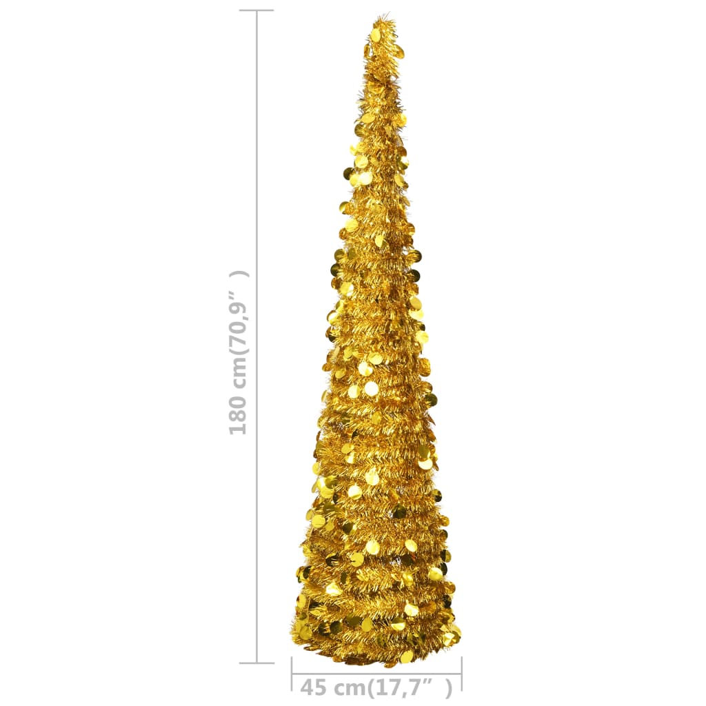 vidaXL Pop-up Artificial Christmas Tree Gold 70.9" PET