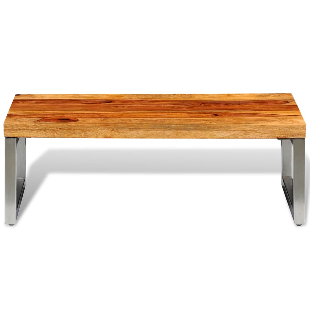 vidaXL Solid Sheesham Wood Coffee Table with Steel Leg