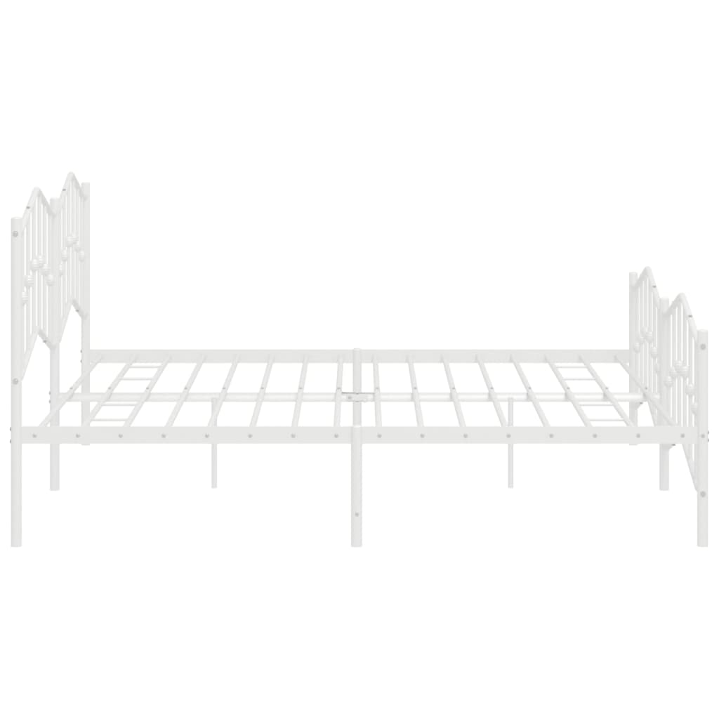 vidaXL Metal Bed Frame with Headboard and Footboard White 76"x79.9" King