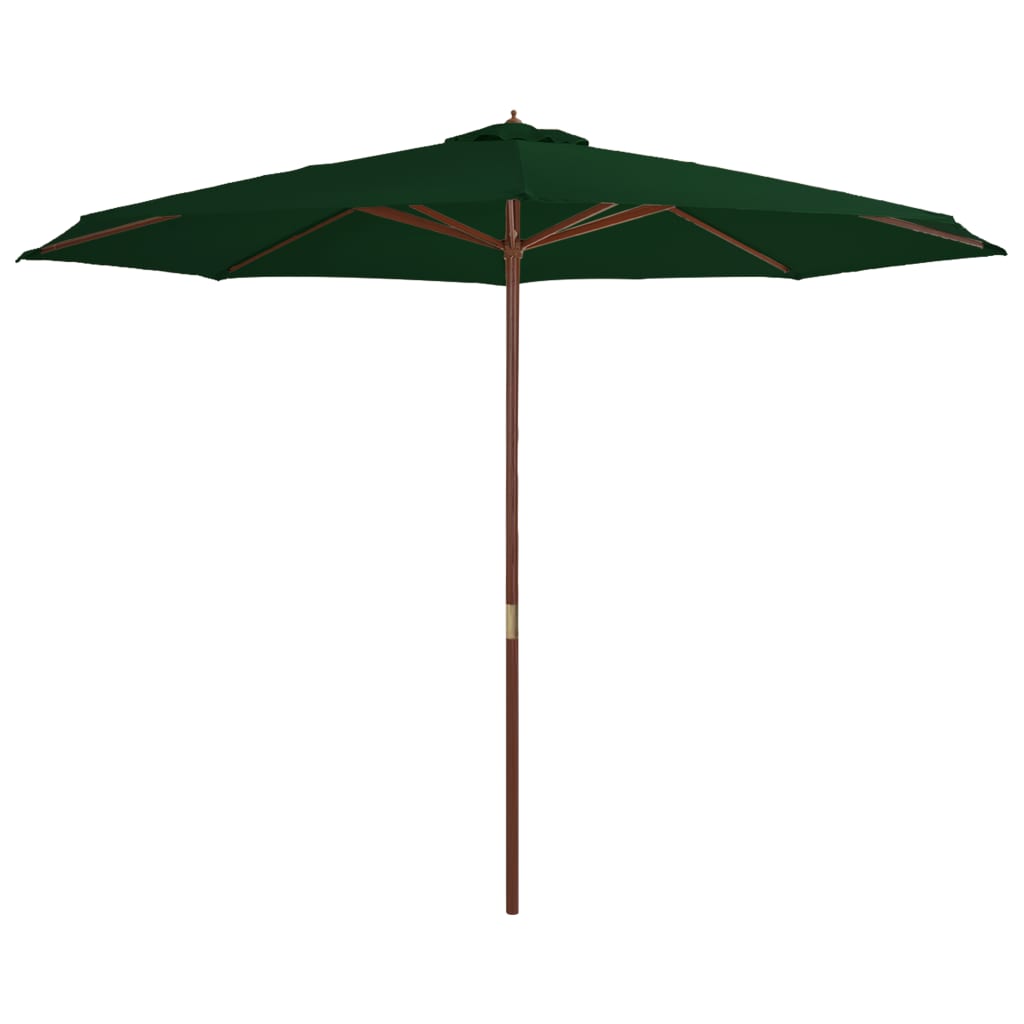 vidaXL Outdoor Parasol with Wooden Pole 137.8" Green