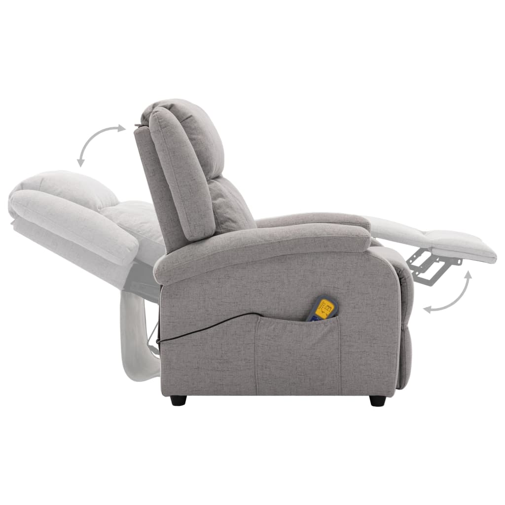 vidaXL Electric Massage Recliner Light Gray Fabric