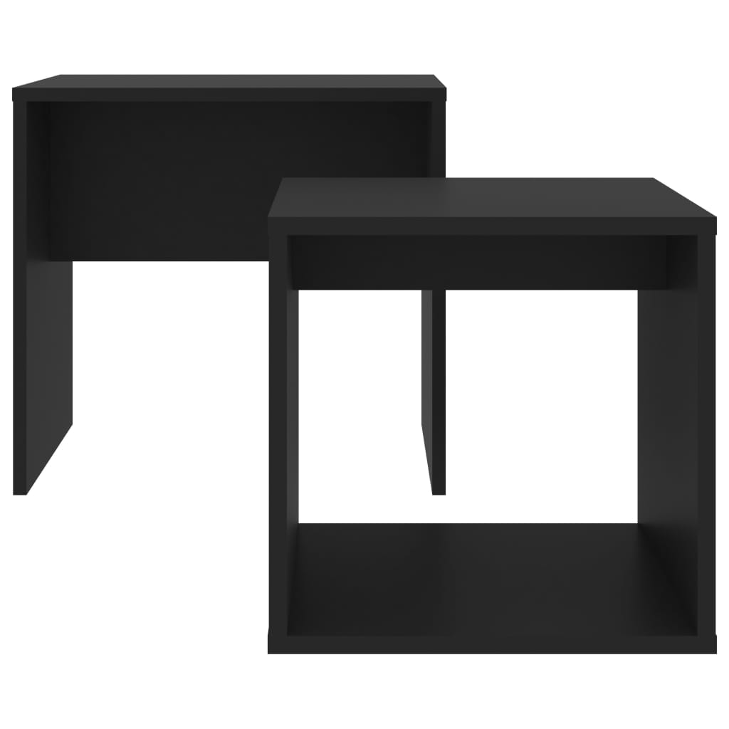 vidaXL Coffee Table Set Black 18.9"x11.8"x17.7" Engineered Wood
