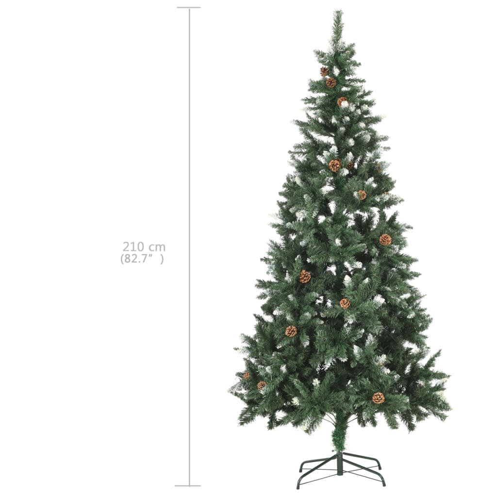 vidaXL Artificial Christmas Tree with LEDs&Ball Set Pine Cones 82.7"