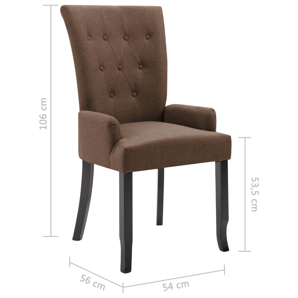 vidaXL Dining Chairs with Armrests 4 pcs Brown Fabric