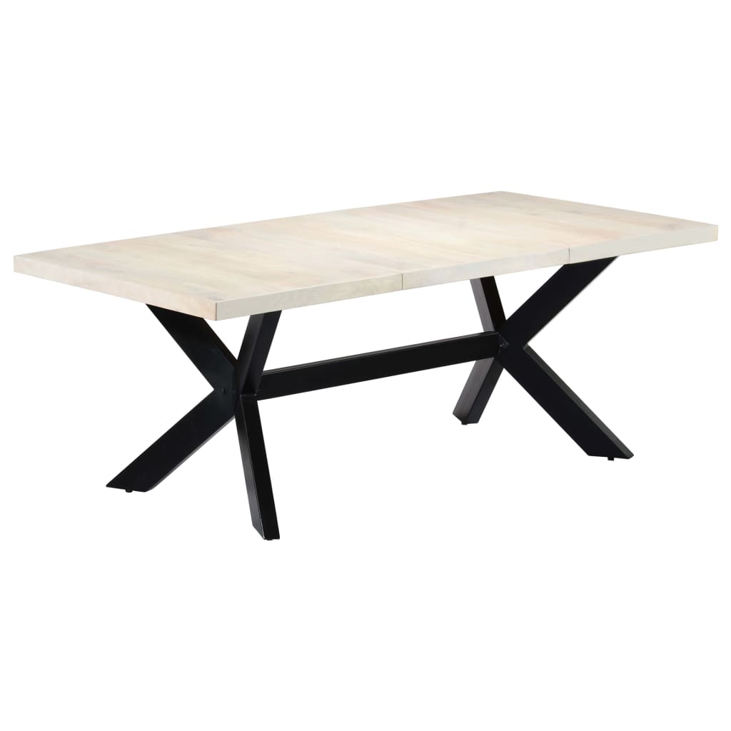 vidaXL Dining Table White 78.7"x39.4"x29.5" Solid Mango Wood