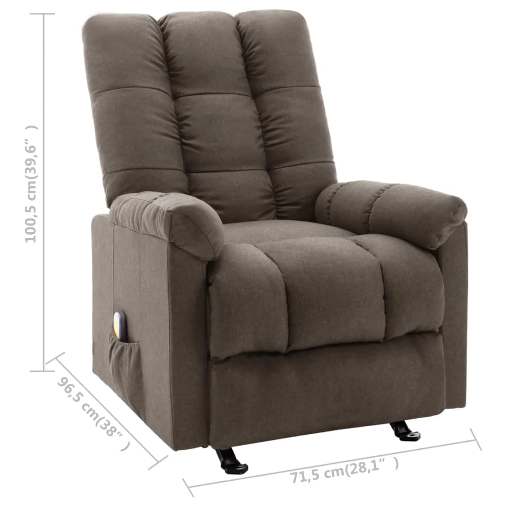 vidaXL Massage Reclining Chair Brown Fabric