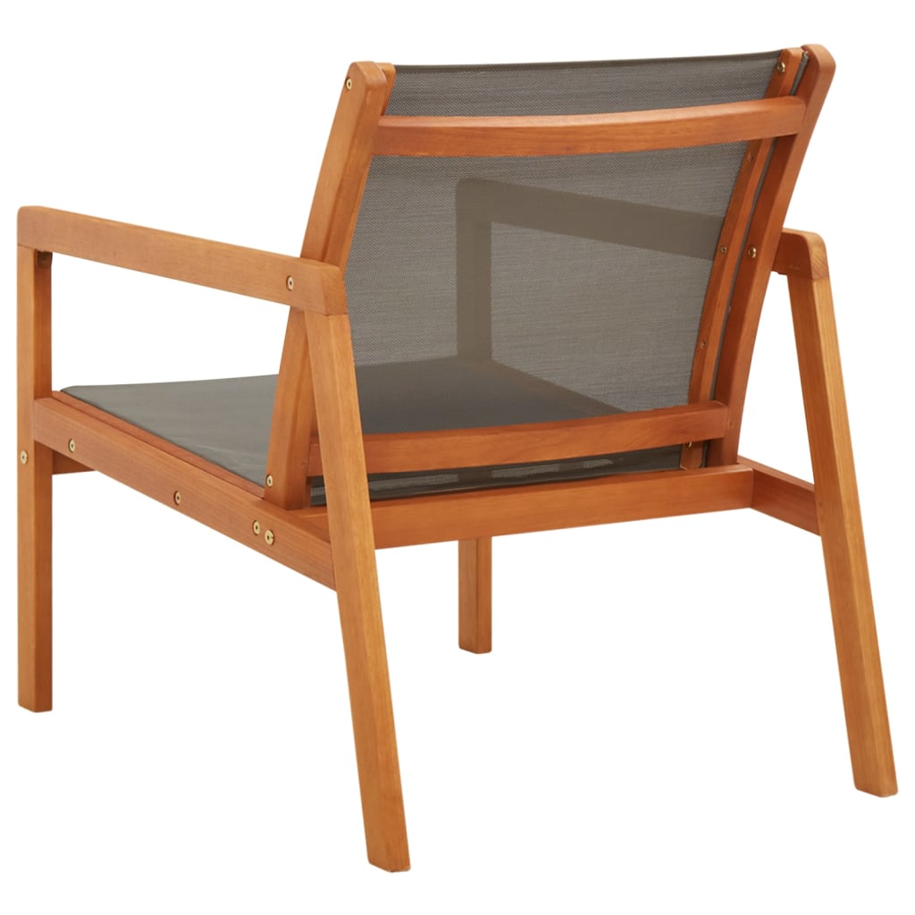 vidaXL Patio Lounge Chair Gray Solid Eucalyptus Wood and Textilene