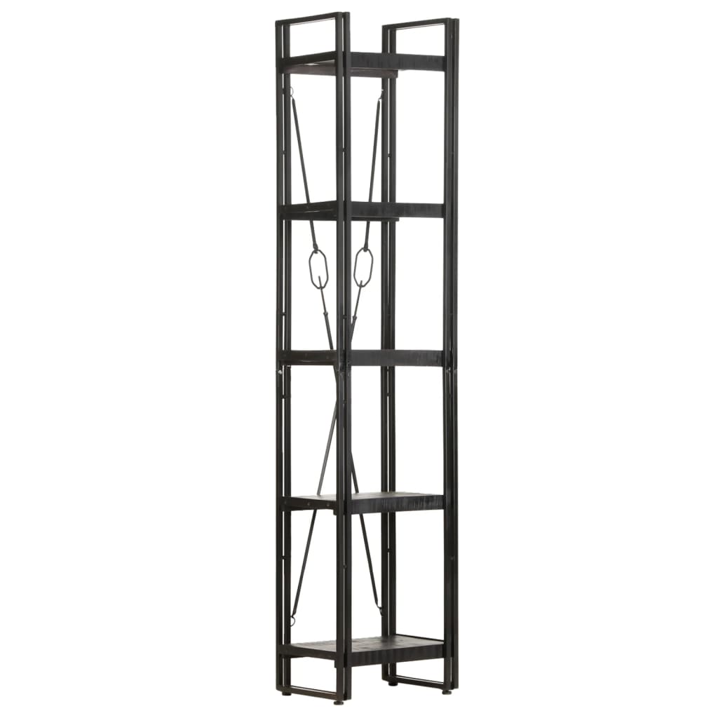 vidaXL 5-Tier Bookcase Black 15.7"x11.8"x70.9" Solid Mango Wood