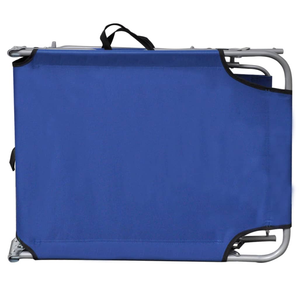 vidaXL Folding Sun Lounger with Canopy Blue Aluminum