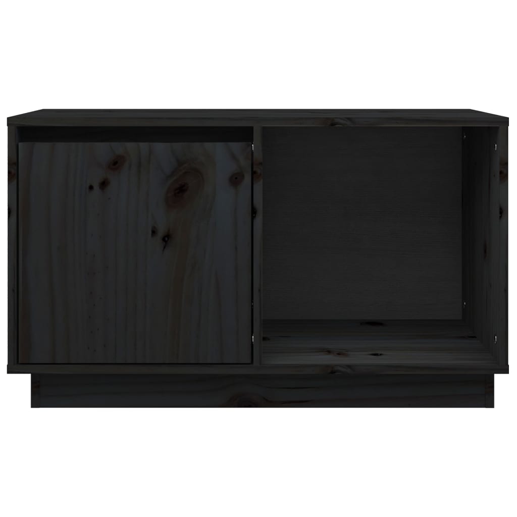 vidaXL TV Stand Black 29.1"x13.8"x17.3" Solid Wood Pine