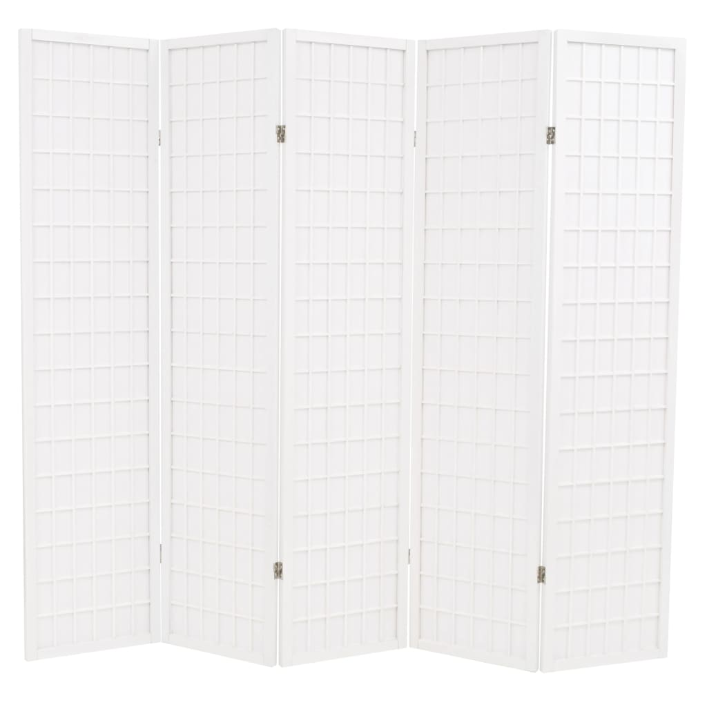 vidaXL Folding 5-Panel Room Divider Japanese Style 78.7"x66.9" White