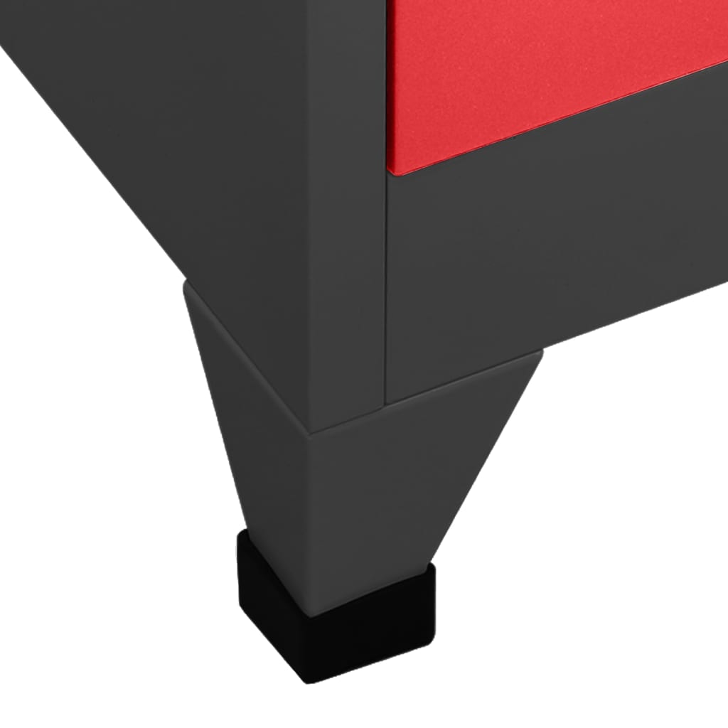 vidaXL Locker Cabinet Anthracite and Red 35.4"x15.7"x70.9" Steel