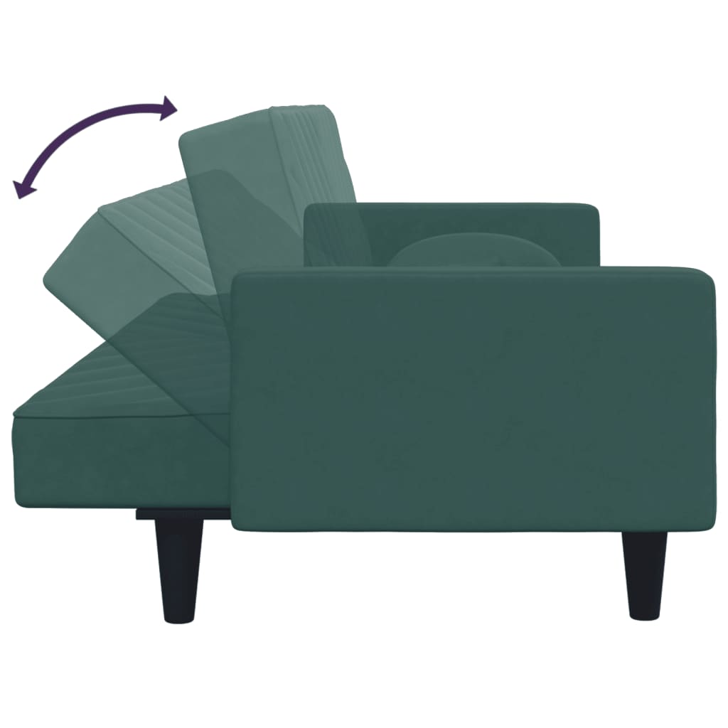 vidaXL 2 Piece Sofa Set with Pillows Dark Green Velvet