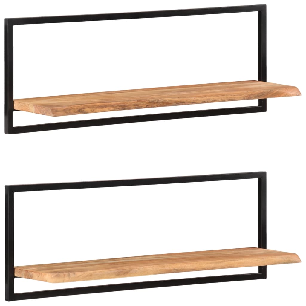 vidaXL Wall Shelves 2 pcs 39.4"x9.4"x13.8" Solid Wood Acacia and Steel