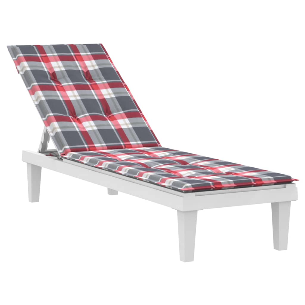 vidaXL Deck Chair Cushion Red Check Pattern (29.5"+41.3")x19.7"x1.2"