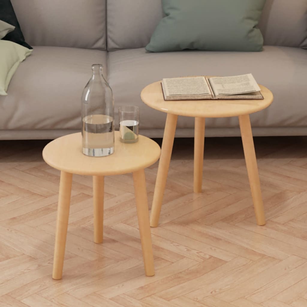 vidaXL Side Table Set 2 Pieces Solid Pinewood Brown