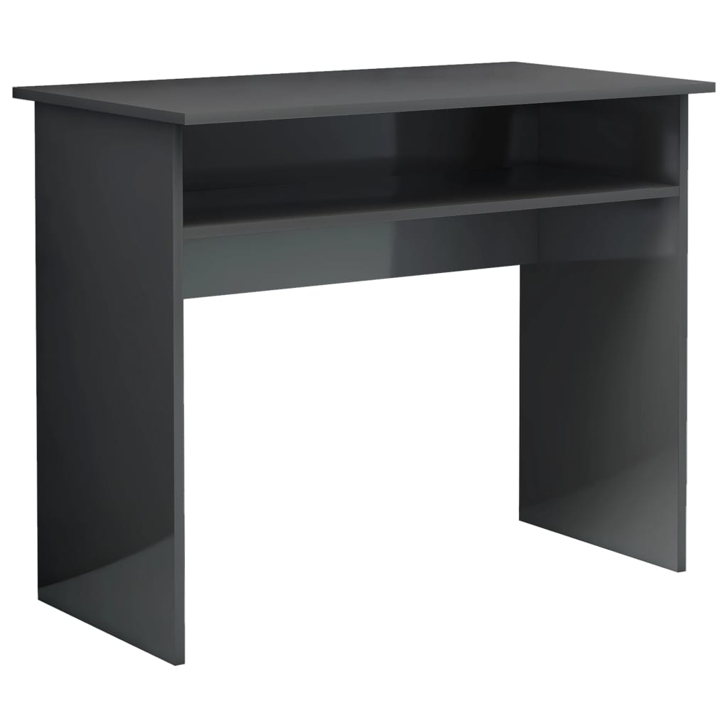 vidaXL Desk High Gloss Gray 35.4"x19.7"x29.1" Engineered Wood