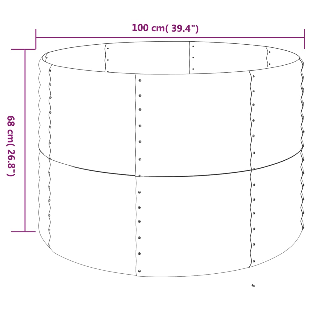 vidaXL Garden Raised Bed Powder-coated Steel 39.4"x39.4"x26.8" Gray