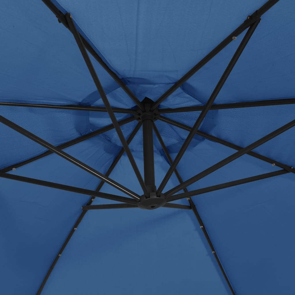 vidaXL Cantilever Umbrella with LED Lights and Steel Pole 118.1" Azure