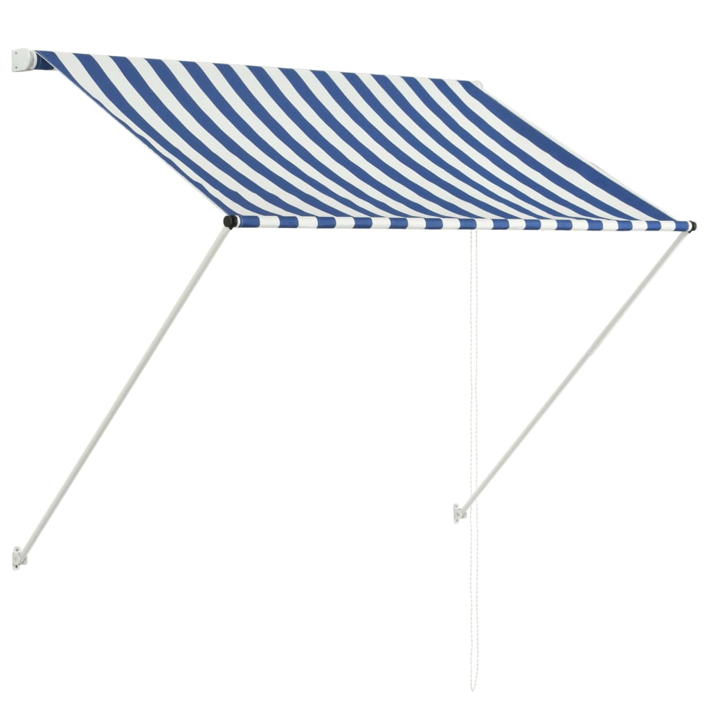 vidaXL Retractable Awning 59.1"x59.1" Blue and White