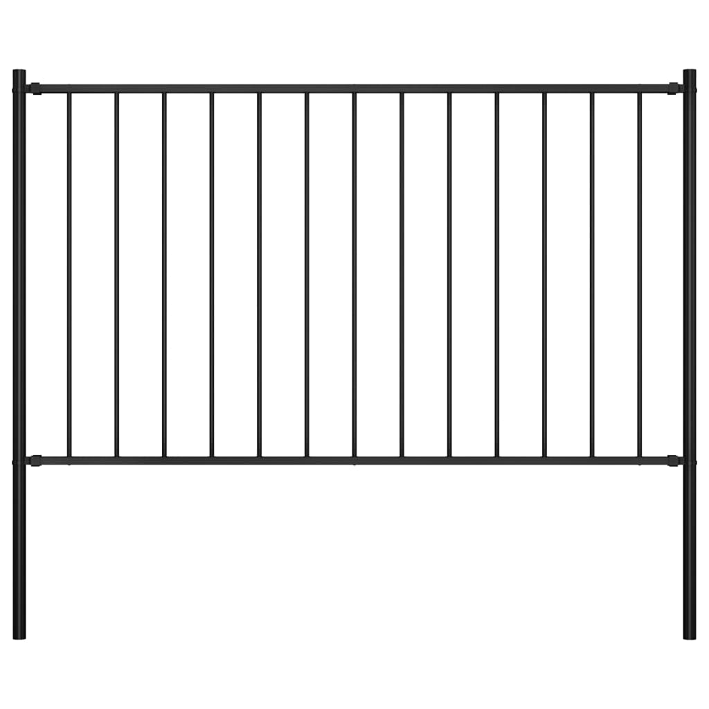 vidaXL Fence Panel with Posts Powder-coated Steel 5.6'x4.1' Black