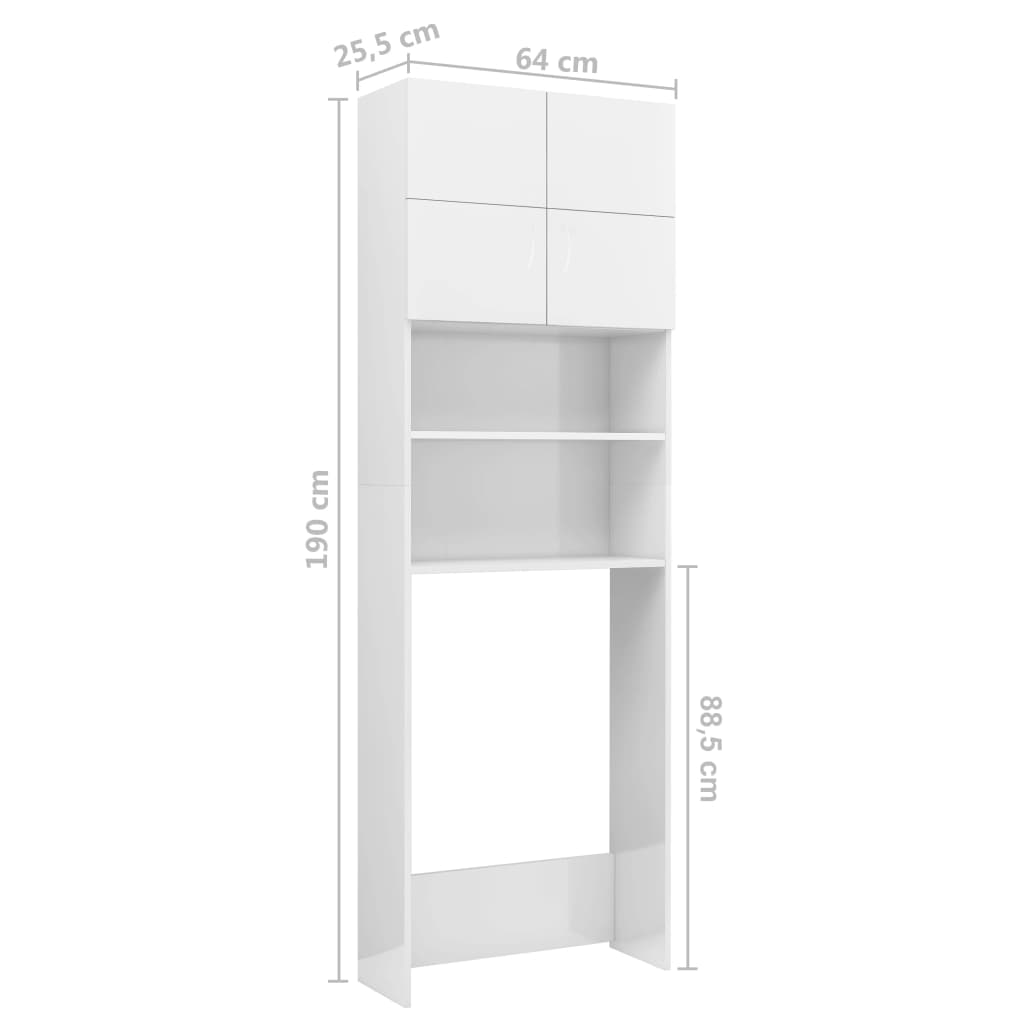 vidaXL Washing Machine Cabinet High Gloss White 25.2"x10"x74.8"