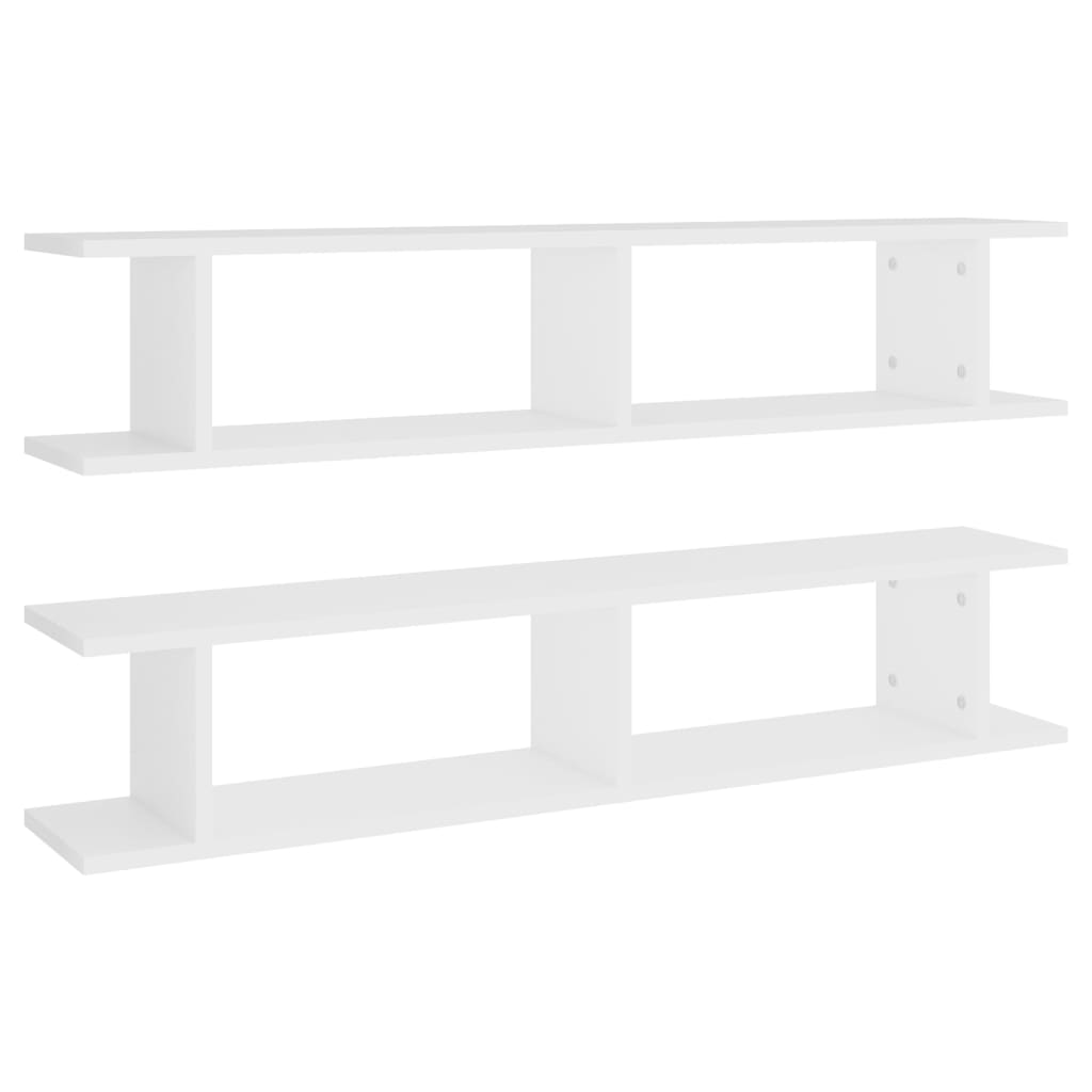 vidaXL Wall Shelves 2 pcs White 41.3"x7.1"x7.9" Engineered Wood