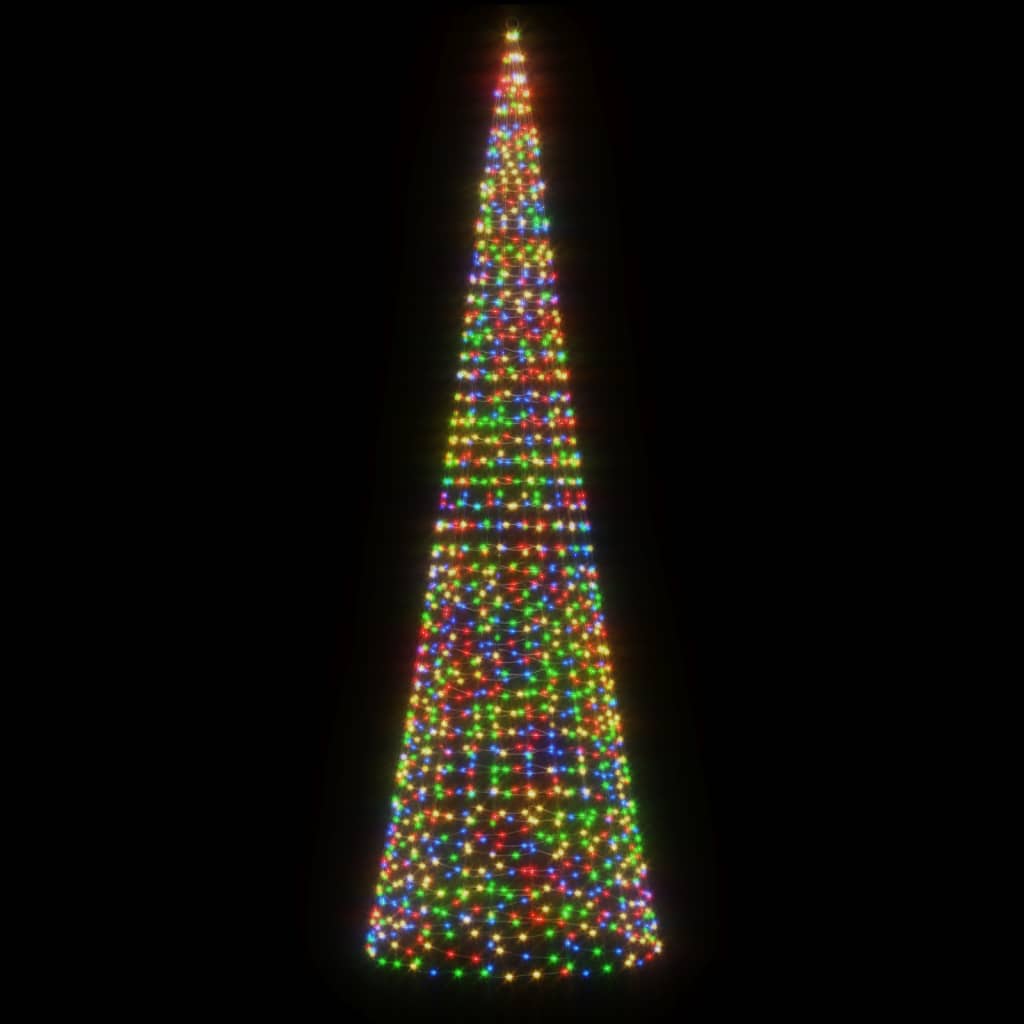 vidaXL Christmas Tree Light on Flagpole 1534 LEDs Colorful 196.9"