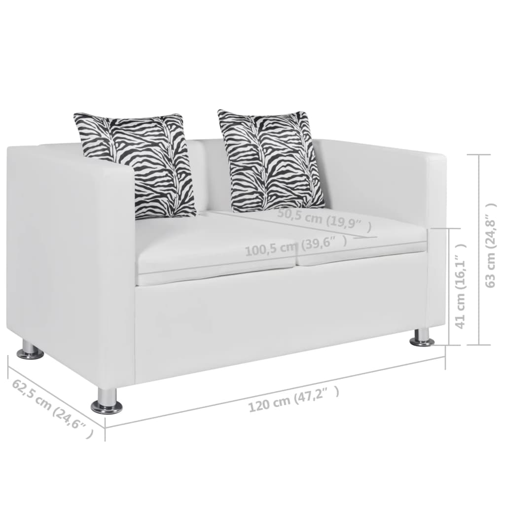 vidaXL Sofa 2-Seater Artificial Leather White