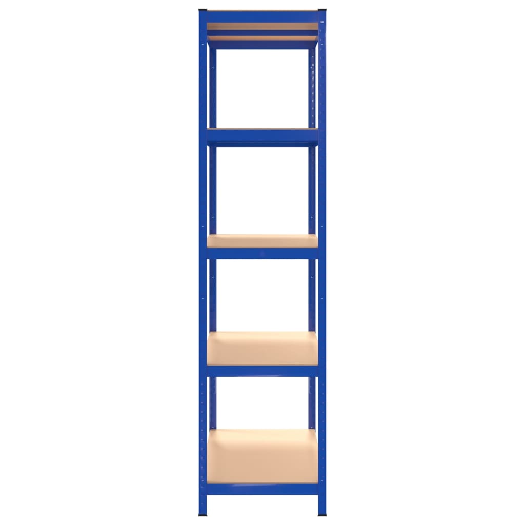 vidaXL 5-Layer Shelves 2 pcs Blue Steel&Engineered Wood