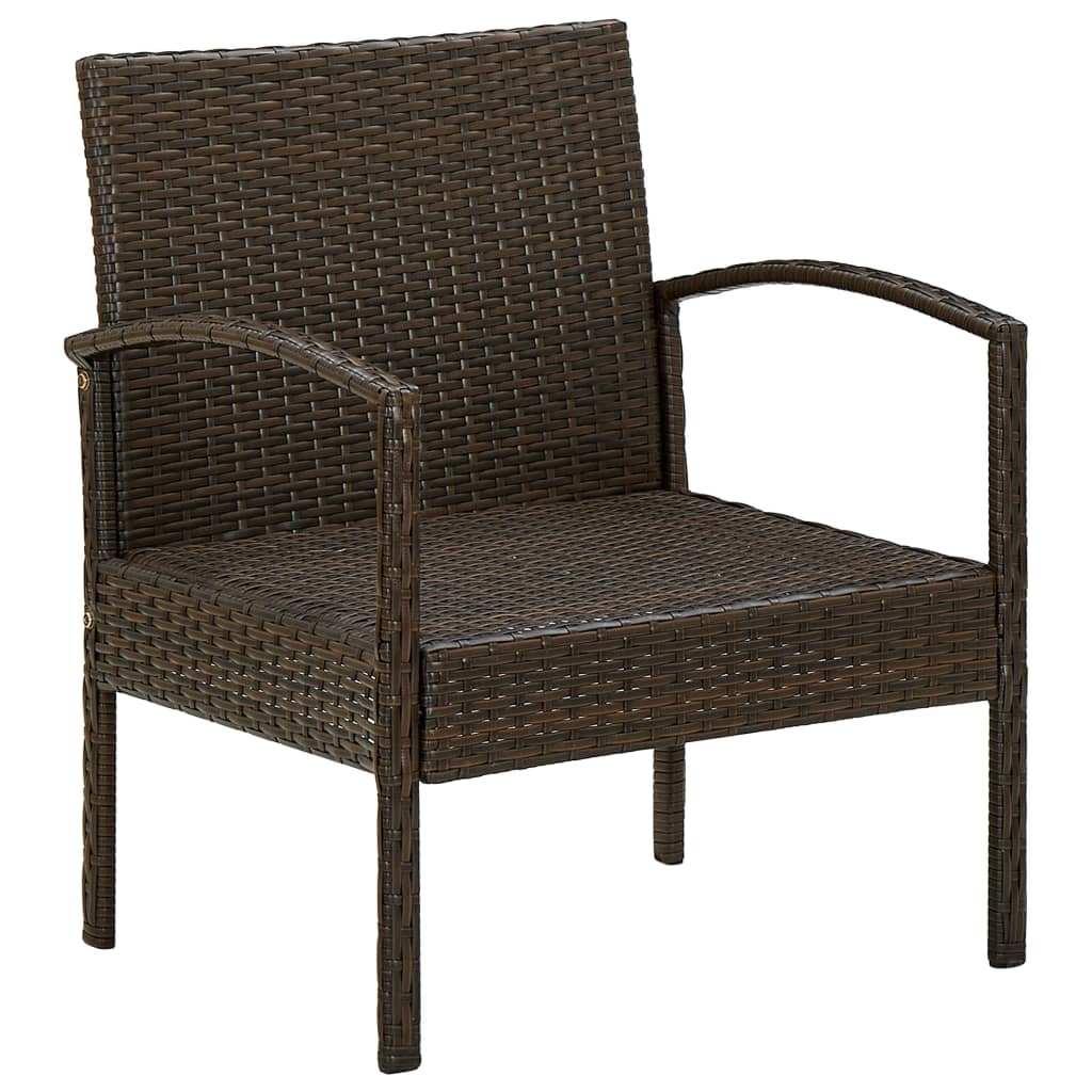 vidaXL Patio Chair with Cushion Poly Rattan Brown