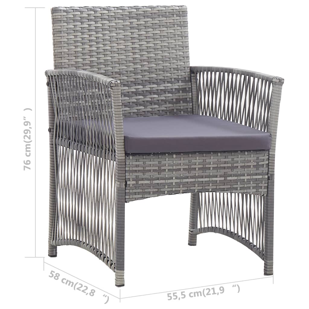 vidaXL 4 Piece Patio Lounge Set with Cushion Poly Rattan Anthracite