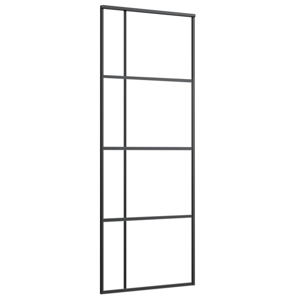 vidaXL Sliding Door ESG Glass and Aluminum 29.9"x80.7" Black