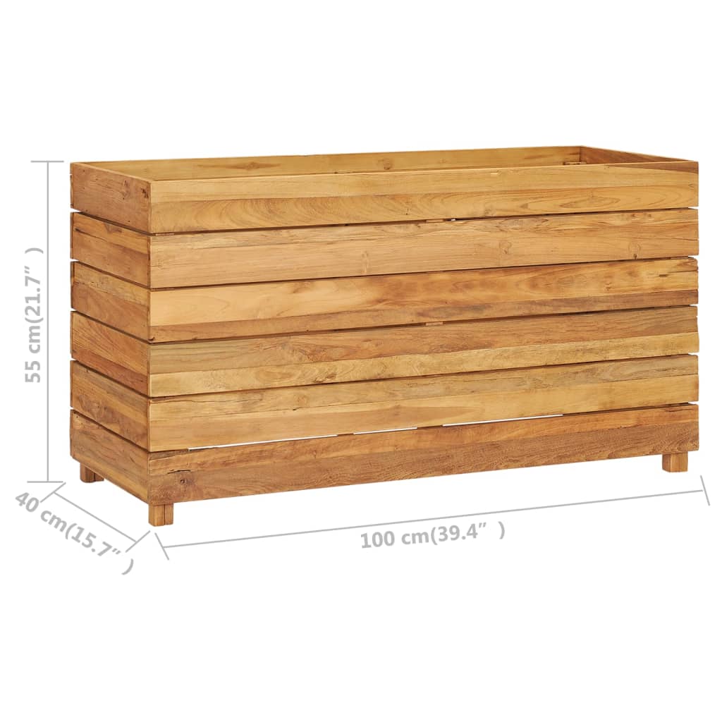 vidaXL Raised Bed 39.4"x15.7"x21.7" Solid Wood Teak and Steel