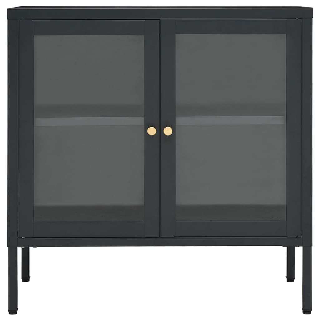 vidaXL Sideboard Anthracite 27.6"x13.8"x27.6" Steel and Glass